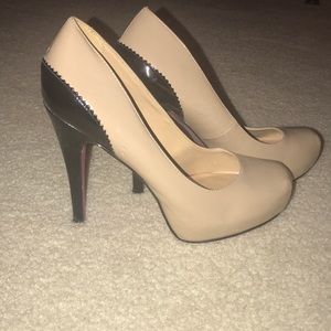 Two tone high heels with platform